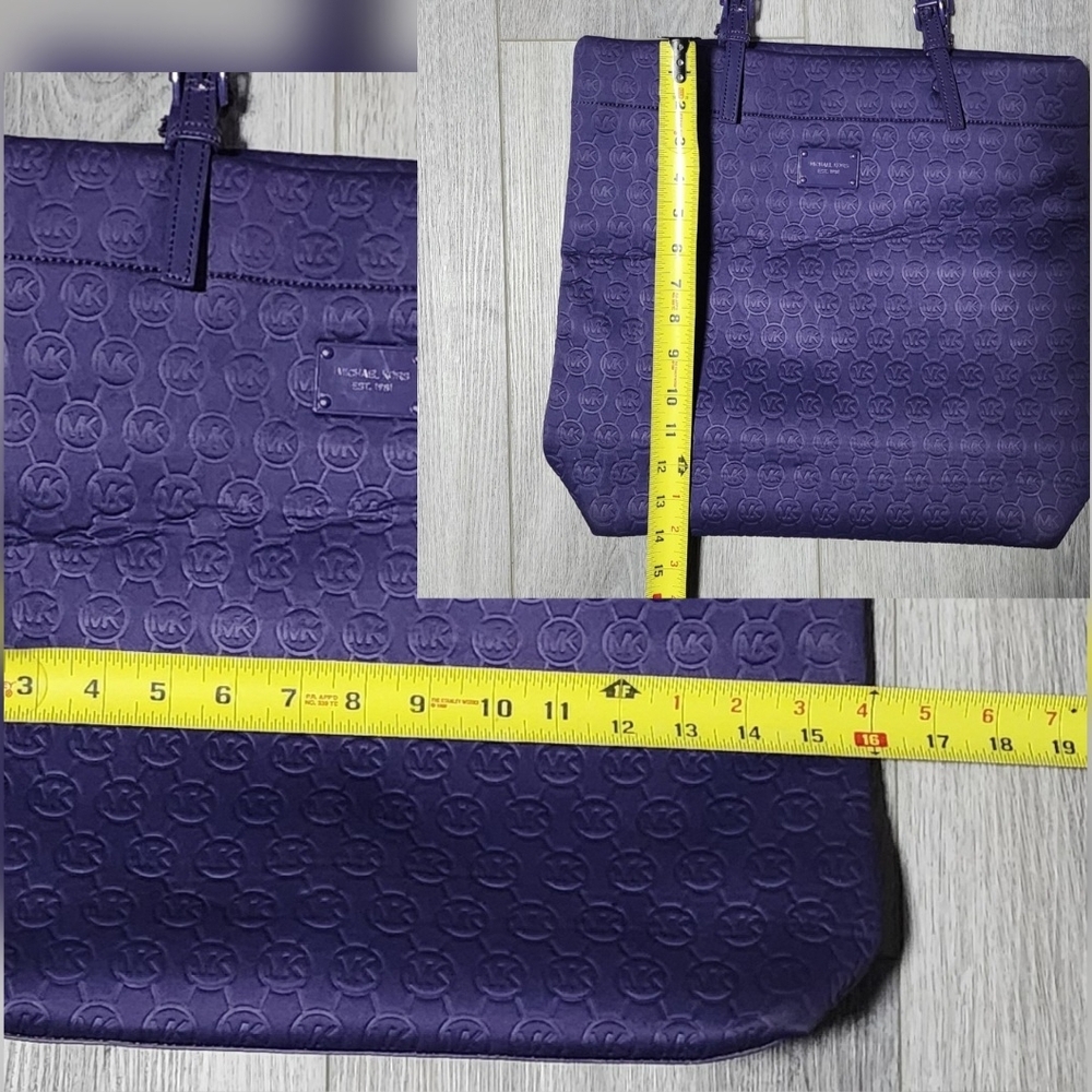 Michael Kors Signature Logo Embossed Neoprene Large Purple Tote Shoulderbag - Picture 8 of 8